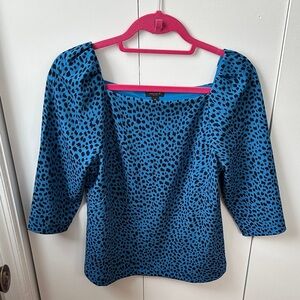 Ann Taylor Blue Animal Print Blouse Size MP
